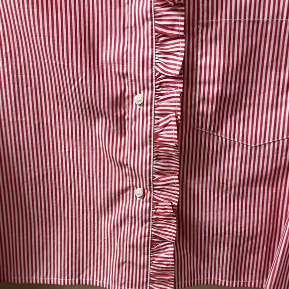 NWT J. Crew Ruffle Trim Crop Button Down Shirt M - Picture 5 of 7